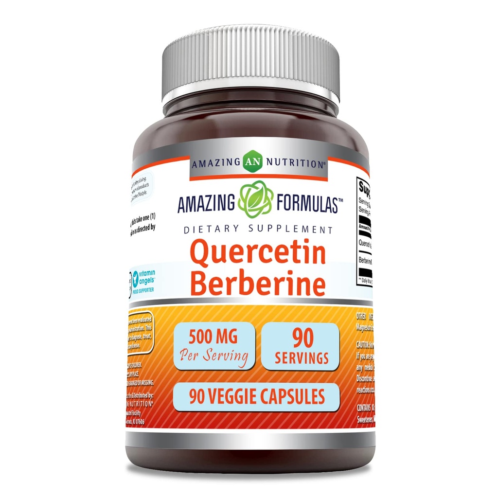 Verbazingwekkende Formules Quercetin Berberine - 250mg Berberine en 250mg Quercetin, 90 Veggie Capsules Supplement 