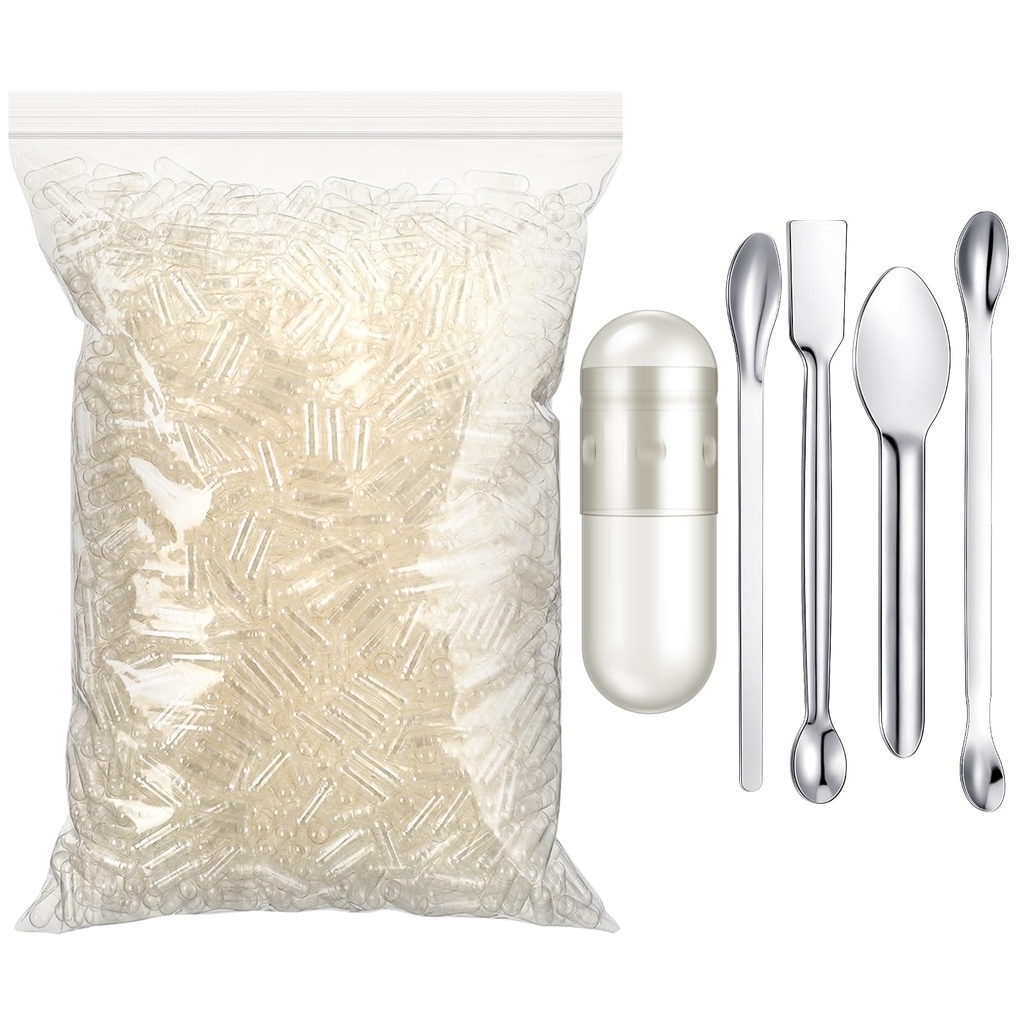 Timple 2000 Tellen Lege Capsules met Lab Lepel vullen Kit Helder Vulbare Lege Container DIY plantaardige capsule vullen voor het maken van uw eigen supplementen