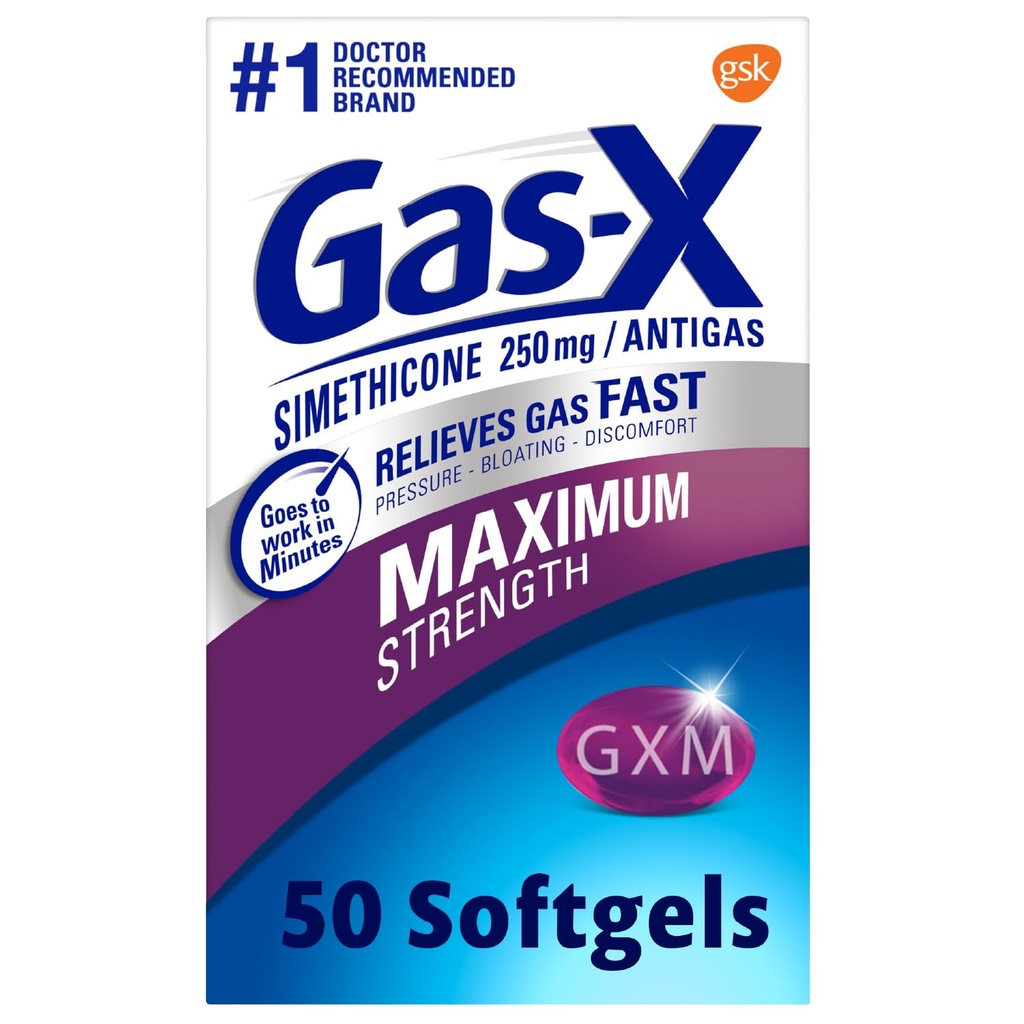 Gas-X Relief de gaz maximal avec Siméthicone 250 mg pour le dégel - 50 Compte