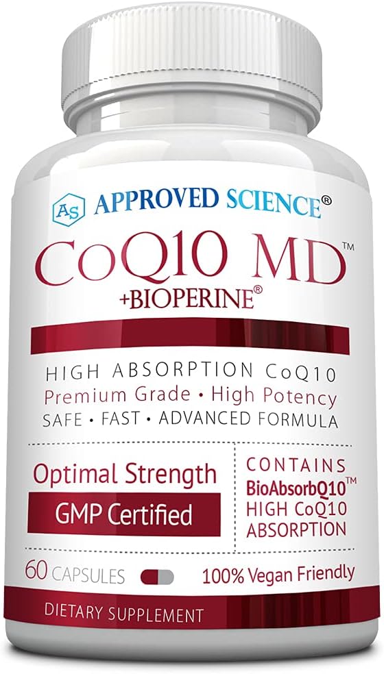 Goedgekeurde Science® CoQ10 MD - Extra sterkte 300mg Pure CoQ10 met BioPerine® voor snellere absorptie - Optimale ondersteuning 60 Vegan Capsules