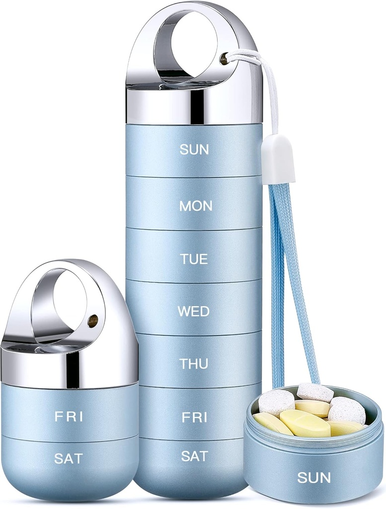 Zannaki Metal Travel pil Organizer, Portable Waterproof Week pil Box, Grote Aluminium Legering pil geval Container, BPA Gratis 7 dagen dagelijkse geneeskunde Organisator houder voor Vitamine, Visolie, Supplement