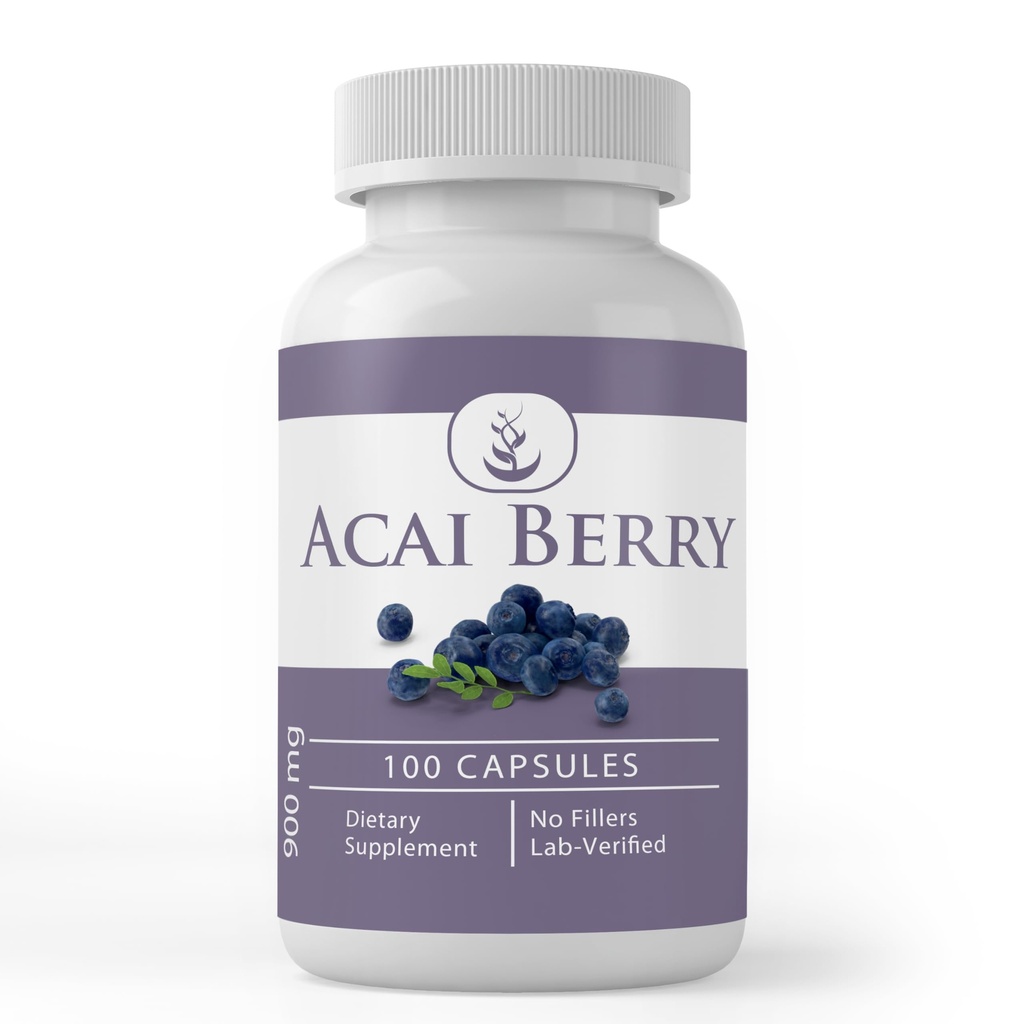 PURE ORIGINAL INGRÉDIENTS Acai Berry (100 Capsules) Pas de Magnésium ou de Rice Fillers, Toujours Pure, Verified Lab