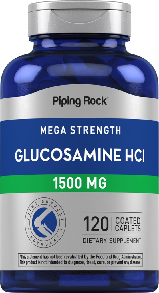 Piping Rock Glucosamine HCL 1500mg 120 Caplets Mega Sterkte Niet-GMO en Glutenvrij Supplement
