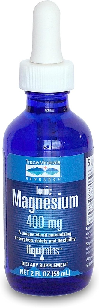 Recherche sur les minéraux traces Magnésium ionique - 4 oz - Peut aider avec les crampes musculaires et la fatigue musculaire - Source naturelle et 100% naturelle