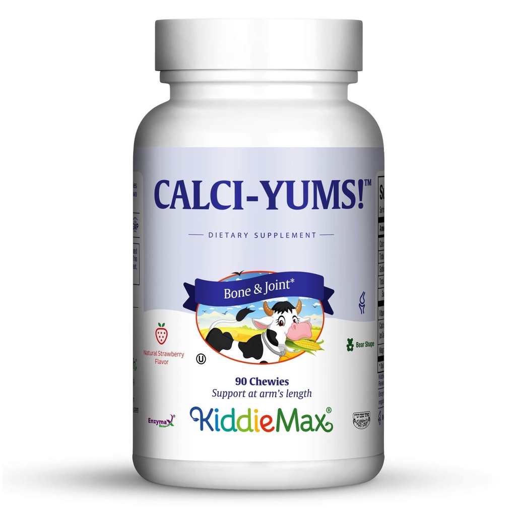 Maxi Health KiddieMax Calcium - CalciYum! - Gearomatiseerd -Diervormde Chewies - Kosher (90 Tel.)