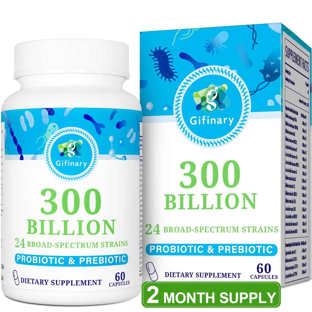 Probiotica voor vrouwen en mannen - 300 miljard CFU, 24 strains Probiotica + 15 biologische kruiden Prebiotica voor de spijsvertering, Gut Health, Immune, Constipatie, diarree & Whole-Body Health - 2 maanden Levering