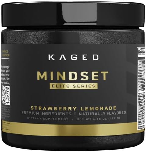 Kaged Nootropic Mindset Elite, Focus and Productivity Supplement, Stimulant Free, Ondersteunt het werkgeheugen, Focus, en Mood*, Aardbei Lemonade - 30 porties