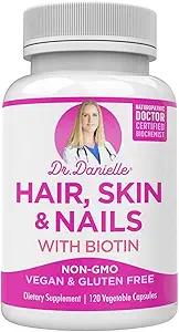 Dokter Danielle Hair Skin en Nails Vitaminen voor vrouwen en mannen.Biotin 5000 mcg supplement ter ondersteuning van de normale haargroei en gloeiende huid, biologisch kokoswater, rijstfytoceramiden