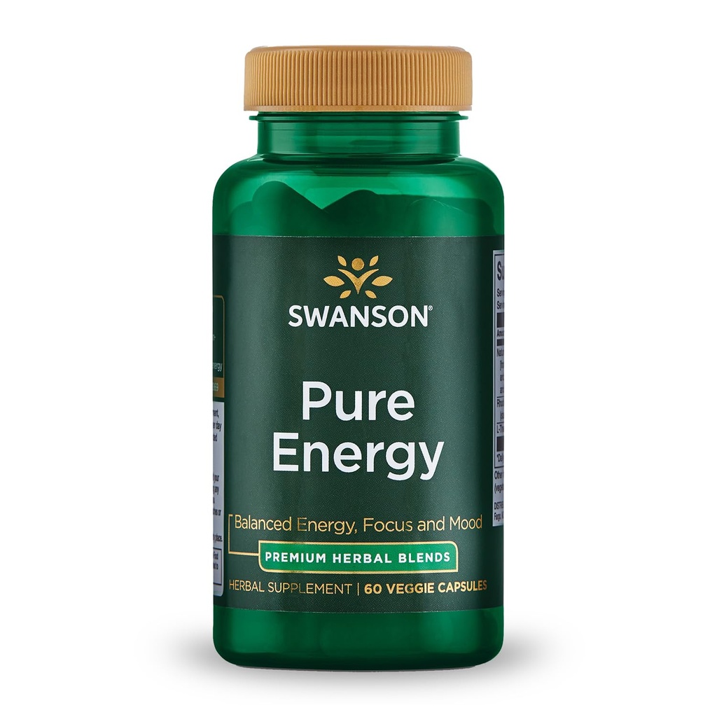 Swanson Pure Energy Metabolisme Concentratie Focus Support Stress Management Adaptogenic Herb Herbal Supplement 60 Veggie Capsules (Veg Caps) Vegan