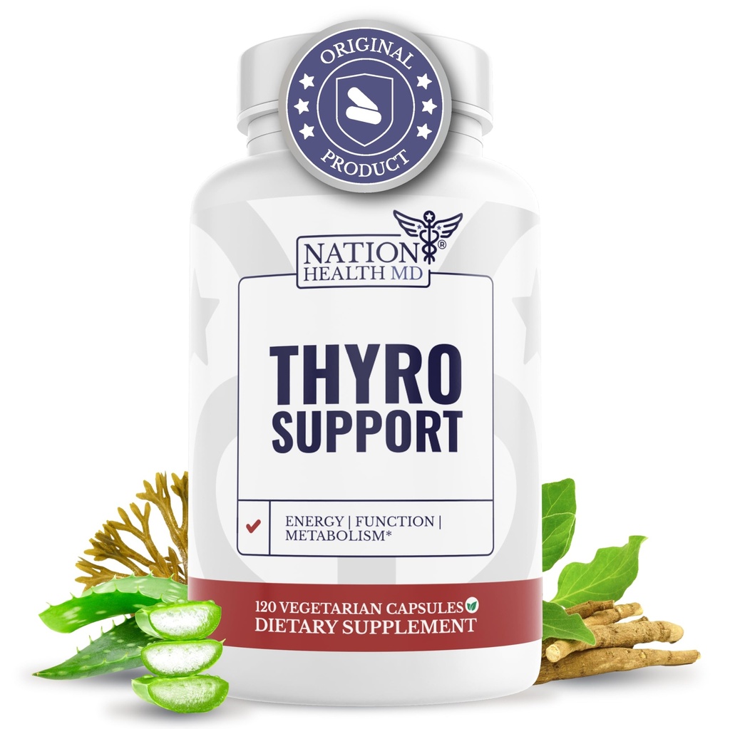 Thyro Support - Schildklier Supplement met Selenium, Bladderwrack & Zink - Schildkliergezondheid voor vrouwen en mannen - Veganistisch, Niet GGO, Glutenvrij - 120 Capsules