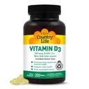 Country Life Vitamine D3 5000 IE voor Immune and Bone Health, Calcium Absorptie en Colon Health - Duurzame Bron van Lanoline, Beschikbaar in diverse sterktes