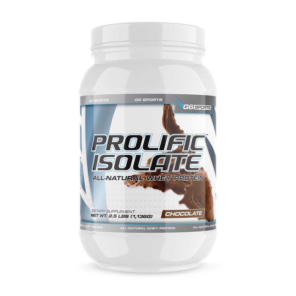 G6 Sportvoeding Prolific Isolaat Alle natuurlijke Wei Proteïne Isolaat (Glutenvrij, Lactosevrij, Stevia Gezoet, 25g Proteïne, 100 Calorieën)