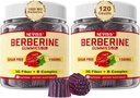 NEVISS Berberine Supplement 1500mg, AMPK Activator met 3G Prebiotic Fiber, B1 B3 B6, Suikervrije Berberine HCL Gummies voor vrouwen en mannen - Ondersteunt Immune System, Digestief, 2pack 120 Ct