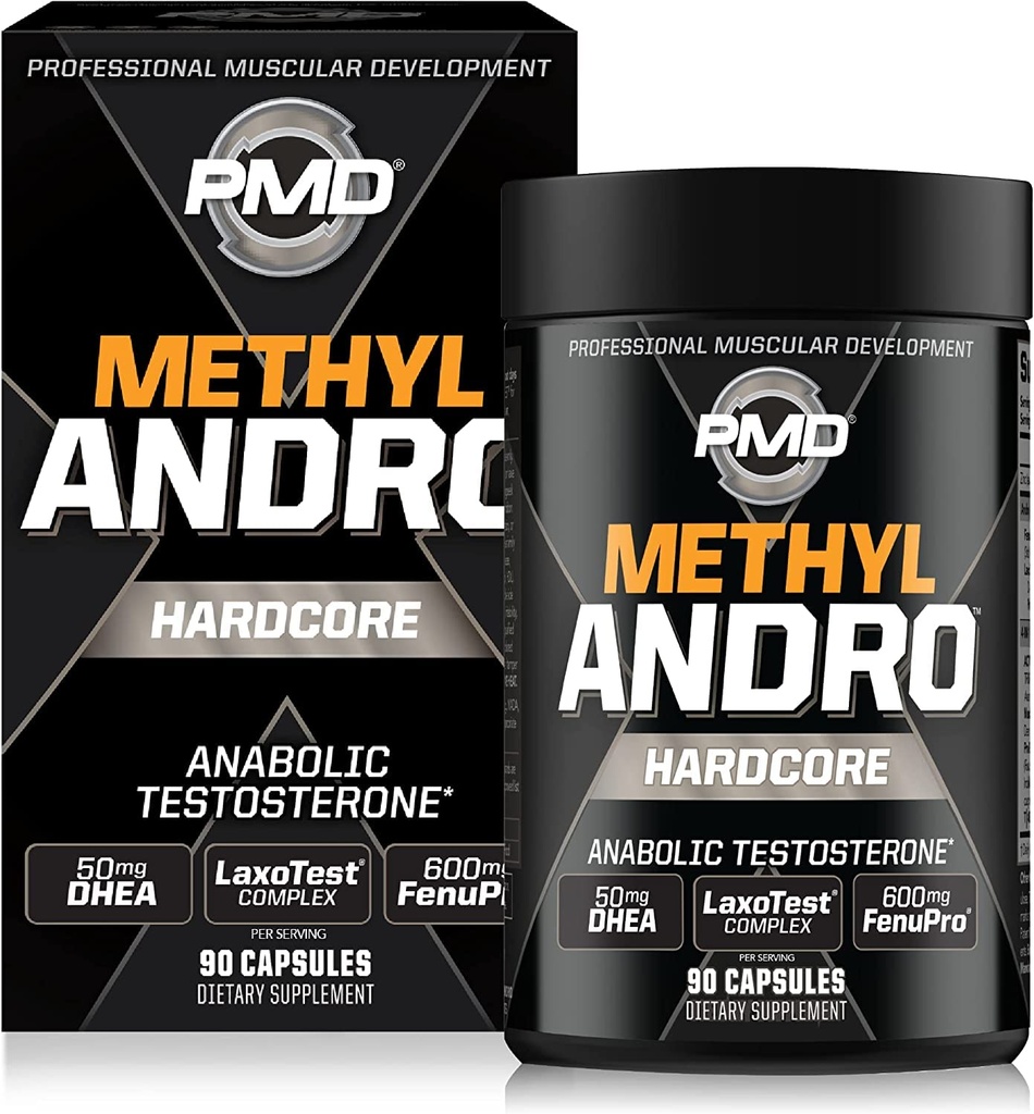 PMD Methyl Andro Hardcore - Ondersteuning Testosteron voor Lean Muscle & Strength Gains-Weightlifting en workout Performance- Dietary Supplement (90 capsules)
