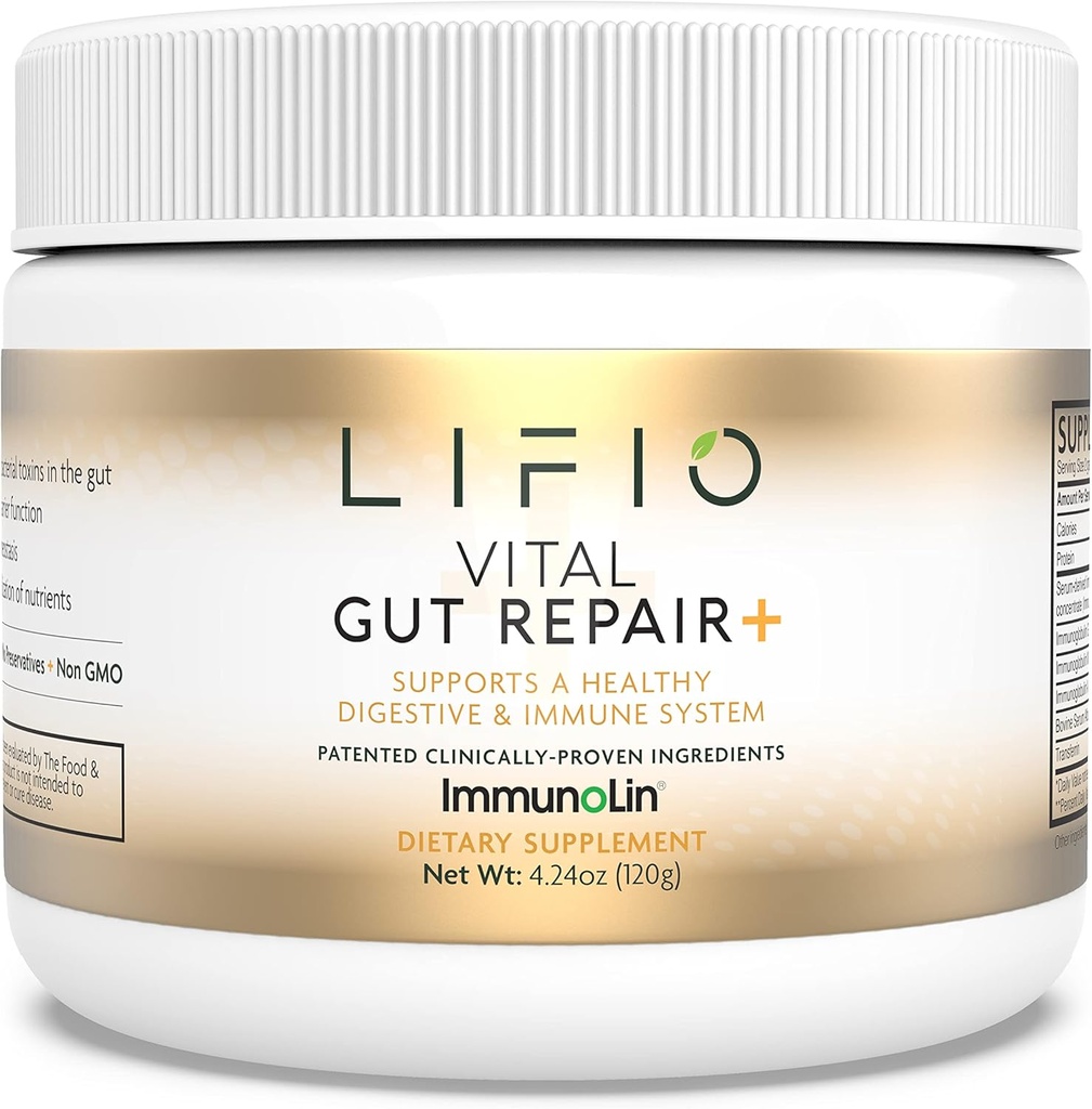 Vital Gut Repair+ met ImmunoLin Supplement, Ondersteunt een gezonde Gut Biome & Immune System, Glutenvrije, Dairy-Free, Geen conserveringsmiddelen, Net Wt 4.24 oz (60 porties)