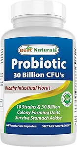 Best Naturals Probiotic 10 Strains & 30 Miljard CFU Intestinal Flora, 60 Veggie Capsules (60 Tellen (pakket 1))