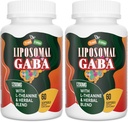 Liposomale GABA met L-Theanine Supplementen 1200mg - Hoge Absorptie GABA Complex met Ashwagandha, kamille, Tart Cherry Herbal Supplementen voor mannen en vrouwen, 120 Softgels