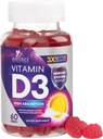 Vitamine D3 Gummy 5000 IE (125 mcg) - Dieetvitaminen D Supplement voor vrouwen en mannen - Botten, tanden, spier- en immuungezondheidsondersteuning, hoge potentie VIT D3 Natuur non-GMO en glutenvrij - 60 Gummies