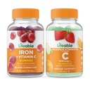 Levensvatbaar ijzer met vitamine C + vitamine C 1050mg, Gummies Bundle - Grote Proeverij, Vitamine Supplement, Glutenvrij, GGO-vrij, Kauwgom