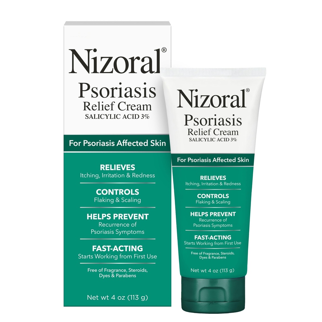 Nizoral Psoriasis Relief Cream- Verlicht jeuken, irriteren en roodheid en controle Flaken en Schalen met maximale sterkte geneeskunde (Salicticlic Acid 3%), 4 Fl Oz