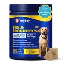 Probiotiques pour chiens - Probiotiques pour chiens pour la santé digestive, la levure, la peau démangeaisons, la santé des intestins, les immunes et la peau - 6 milliards d'UFC, 180 Mâches molles, le canard et l'arôme de poire - avec prébiotiques et enzymes digestives