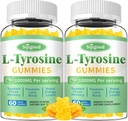 L-tyrosine Gummies voor volwassenen en kinderen - 1000mg L-tyrosine supplement Focus Gummies voor hersenen, Mood, energie-ondersteuning, Vegan & Glutenvrije, Mango smaak, 120 Tel.
