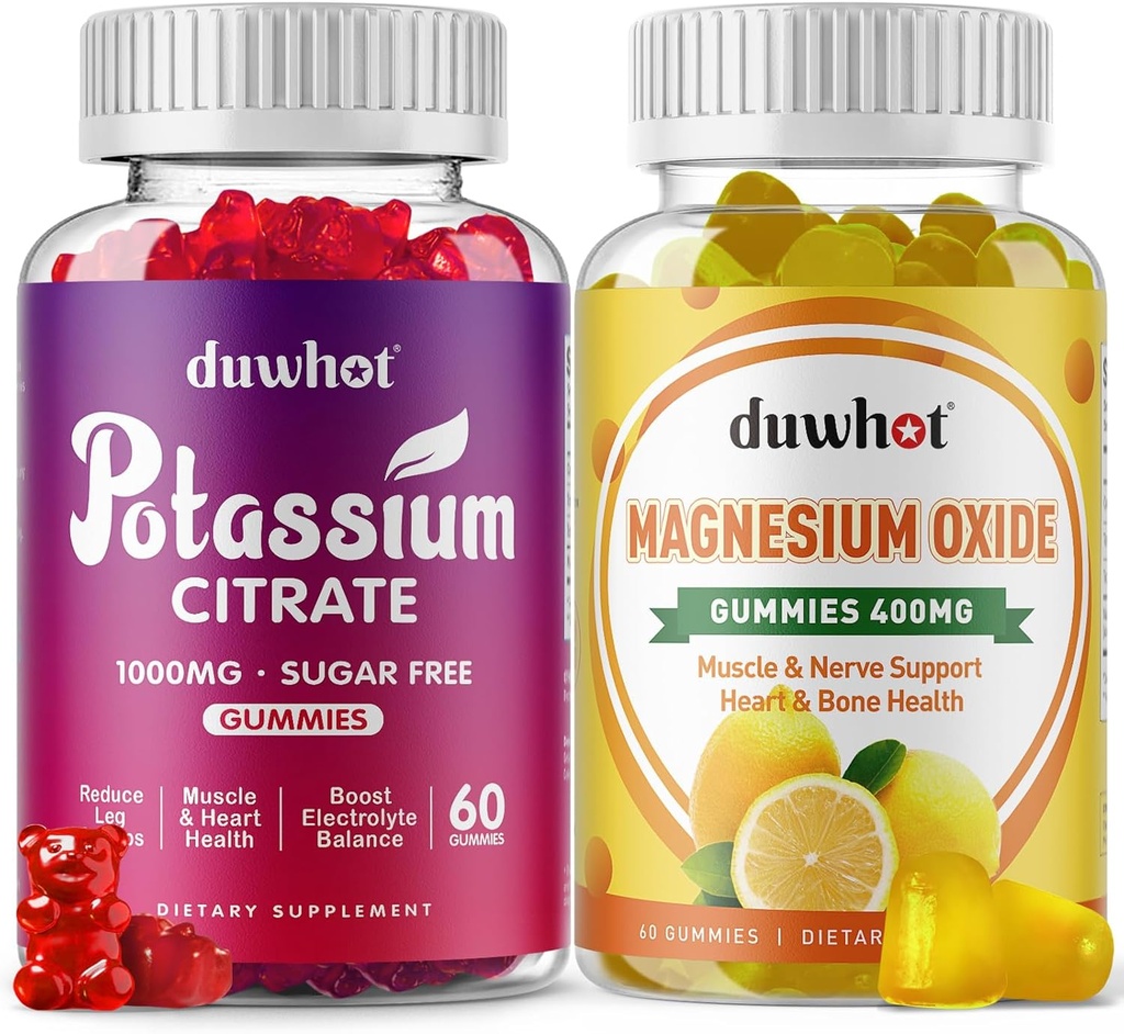 Kaliumcitraat Gummies 1000mg, Magnesiumoxide Gummies 400mg, Supplement voor volwassenen