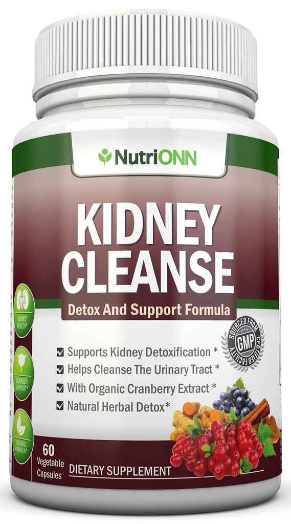 KIDNEY CLEANSE - Detox en ondersteuning voor urinetrek, blaas en nieren - alle natuurlijke kruidensupplement Formule met biologische Cranberry, Astragalus, Kurkuma, Goldenrod, Gravel Root, Juniper en meer