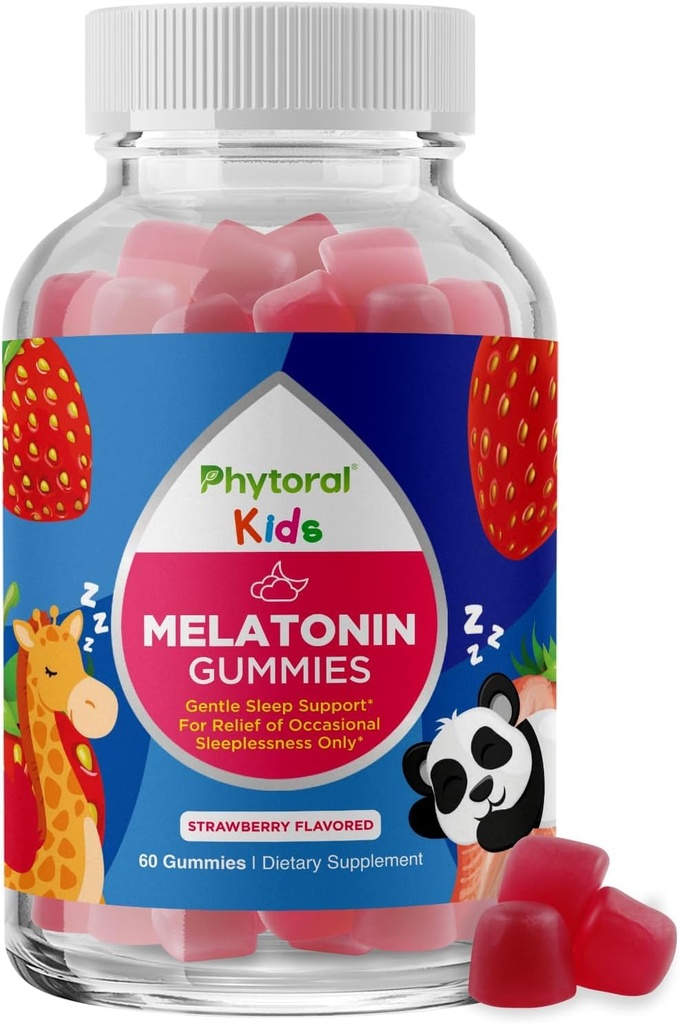 Fytoral Kids Melatonine 1mg Gummy Vitamines - Pure Melatonine Gummies voor kinderen en de ondersteuning van de stemming - Kinderen . Vitaminen Gummy voor diepe slaap Supplement Gummies 1mg