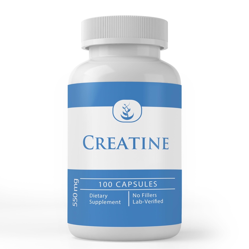 PURE ORIGINEEL INGREDIËNTEN Creatine, (100 capsules) Altijd zuiver, Geen additieven of fillers, Lab geverifieerd