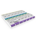 EZY DOSE Weekly (7 dagen) Pillen Organisator, Vitamine Container, en Daily Medicine Planner, 2X-Large Push Button Compartments, Artritis Vriendelijk, Makkelijk te gebruiken, 4 keer per dag, Clear Lids, BPA gratis