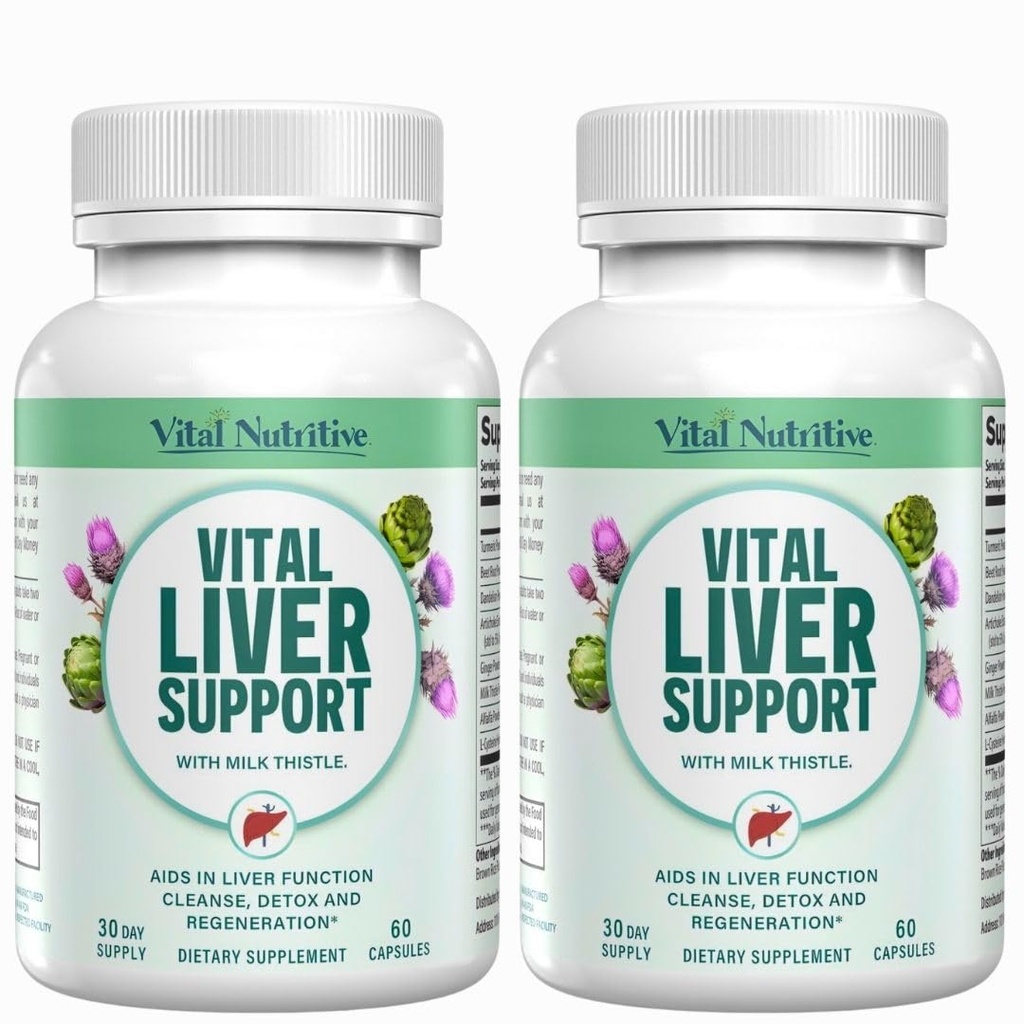 Vital Liver Support - Premium Liver Cleanse Detox & Repair Formula avec le chardon de lait soutient la santé du foie et le nettoyage de désintoxication