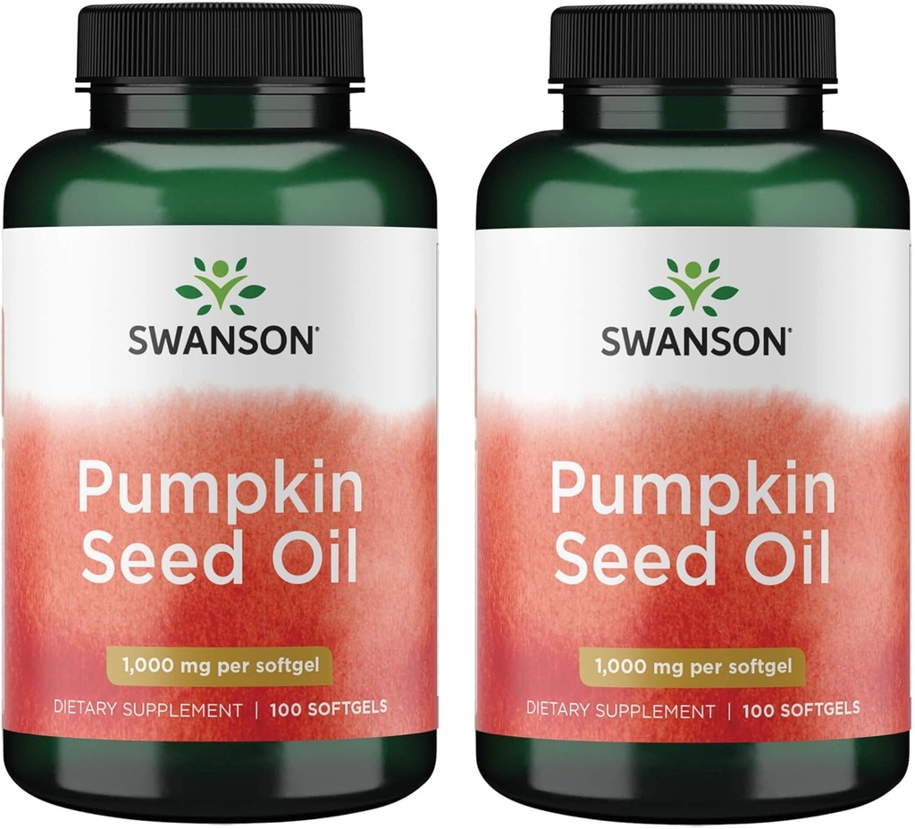 Swanson Pumpkin Seed Oil - High Bio available EFAs - (100 Softgel Capsules, 1000mg Each) 2 Pack