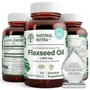 Natuurlijke Nutra biologische Vlaszaadolie Softgels, bevordert haargroei, helpt bij gewichtsverlies, helpt Boost Immune System, bevordert gezonde zenuwstelsel & haargroei, Omega 3 6 9, 1000 mg, 90 Softgels