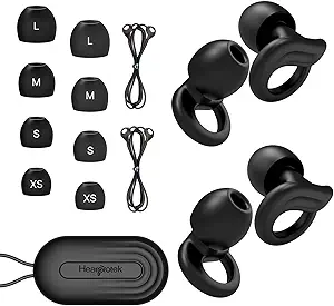 Hearprotek Ear Plugs for Sleeping, 2 Pairs Ear Plugs for Sleep Noise Reduction Ear Protection-Reusable Soft Hearing Protection earplugs for Ear Tinnitus Relief,Misophonia,Snoring,Work,Travel(Black)