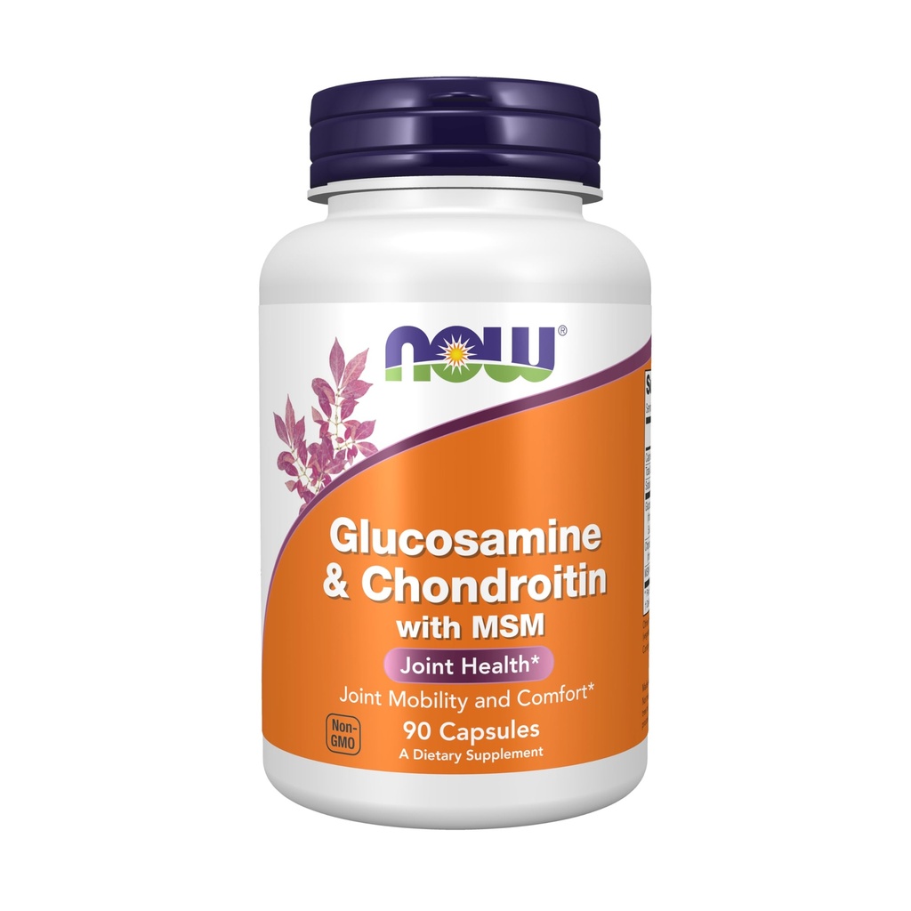 NOW Voedingssupplementen, Glucosamine en Chondroitin met MSM, gezamenlijke gezondheid, mobiliteit en comfort*, 90 Veg capsules