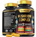 Mushroom Complex Supplement - 13in1 Formula - Blend Lion's Mane Paddestoel, Cordyceps Sinensis, Reishi, Turkije Tail, Maitake, Chaga, Shiitake, Enoki, & meer - 120 Capsules gedurende 4 Maanden Het aanbod