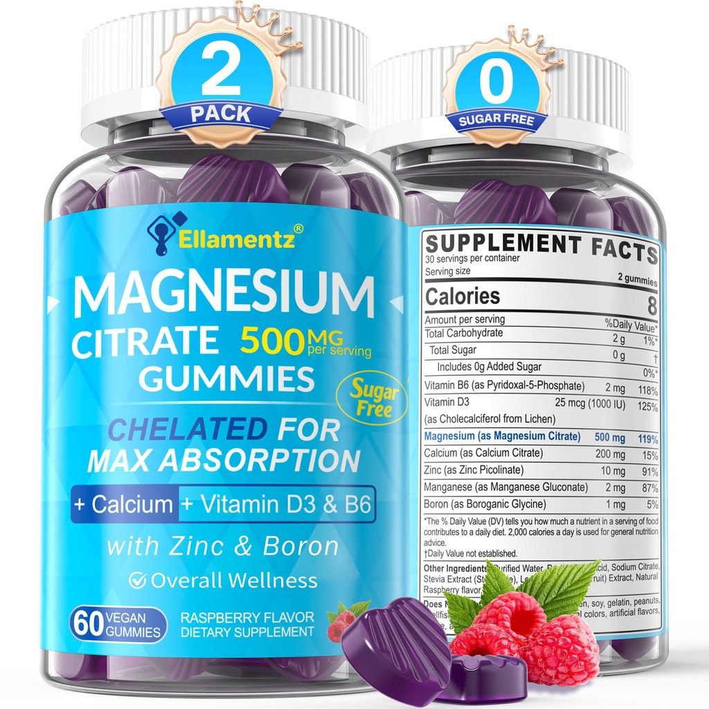 Magnesium Citrate Gummies 500mg voor vrouwen Mannen Suikervrij, Magnesium Citrate voor C CONSTRUCTURELE 