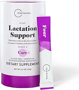 Premama Borstvoeding Supplement, Dieetondersteuning, Ondersteuning Gezonde Borstmelk, Essentiële Nutriënten voor Verpleegmoeders, Glutenvrije, Vegetarische, Gemengde Berry Drink Mix, 28 Een-serve Packets