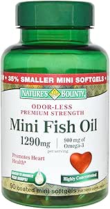 Nature's Bounty Fish Oil 1290 mg Mini Softgels - 90 ct, Verpakking van 5