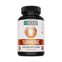 Zhou Kurkuma Curcumin met gember - Kurkuma en gember supplement voor vrouwen en mannen, Curcumaïden met zwarte peper Extract voor spijsvertering en spijsvertering gezondheid - 90 Veggie Capsules