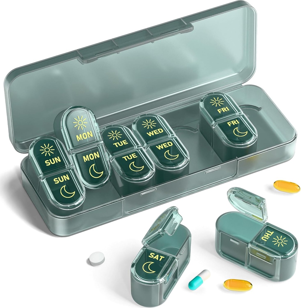 Pillen Organisator 2 keer per dag, Am & Pm Pillen Organisator 7 dagen, Meicine Pillen Organizer, Pill Box 7 dag, Weekly Pillen Organizer voor Reizen, Vitaminen, Visolie, Supplementen