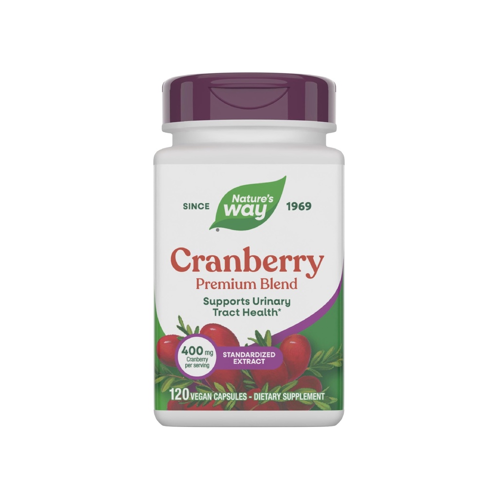 Nature's Way Premium Blend Cranberry, Urinaire Tract Health Support*, met 100% Cranberry Concentrate, 400 mg per portie, 120 capsules (Verpakking mei Vary)