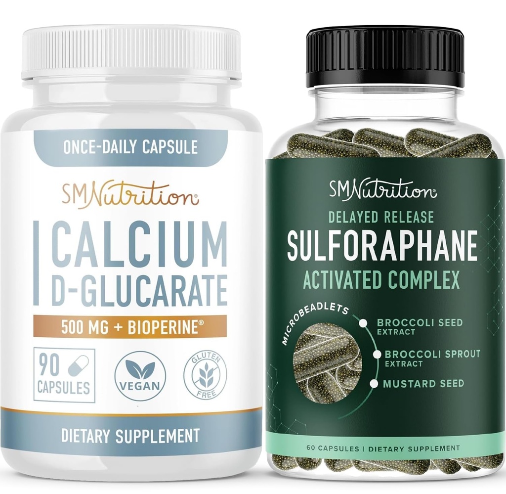 Complexe de Sulforaphane avec Calcium D-Glucarate.Cadre d'équilibrage hormonal avec supplément avancé de balance des hormones microbilles (60 portions) et supplément sans gluten végétalien sans OGM CDG (90 portions)