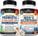 Geavanceerde dagelijkse mannen multivitamine met vitamine C A B D3 E en zink (1 maand levering) Plus 65 miljard CFU dagelijkse probiotische supplement (1 maand levering)