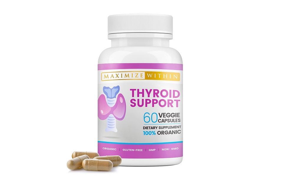 Schildklierondersteuningssupplement voor vrouwen en mannen - Focus, geestelijke helderheid en energie met Ashwagandha Joodine Zink Kelp Vitamine B12 L Tyrosine Selenium Koper Bladerwrack- 60 Tel.