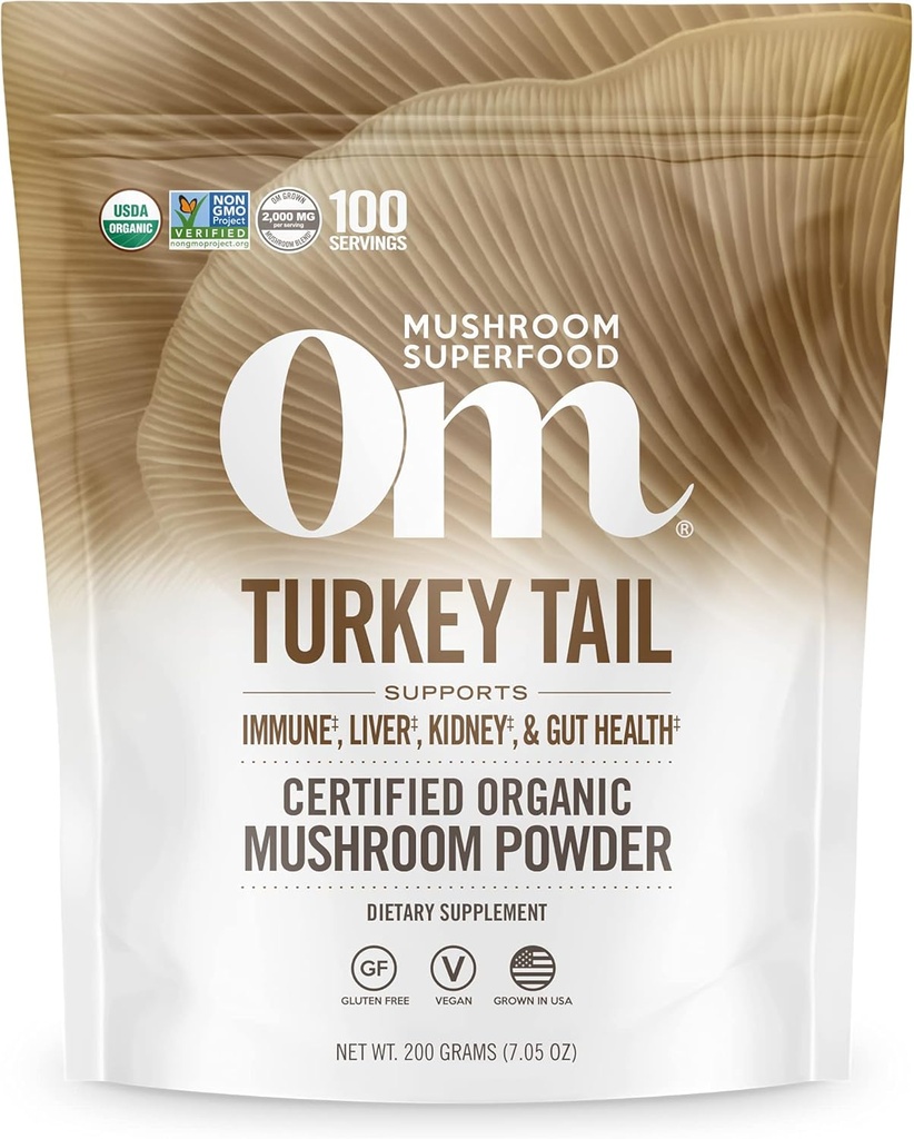 Om Paddestoelen Superfood Turkije Tail Biologische Paddenstoelen Powder Pouch, 7,05 Ounce, 100 porties, Immune Support, Polysacchriden, Beta-Glucans, Gut Health & Holistic Defense Mushroom Supplement