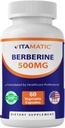 Vitamatic Berberine Supplement 500mg - 60 plantaardige capsules - Made in The USA - Glutenvrij - Non-GMO (1 fles)