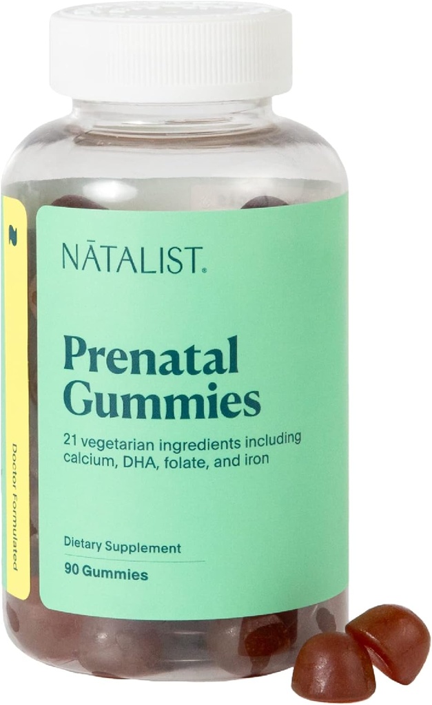 NATALIST Prenatal Gummies for Her Daily Preconception & Pregnancy Formula Women's Multivitamins + DHA Omega-3 from Algae - Mixed Berry, Vegetarian, Gluten-Free, Non-GMO - 90 Count