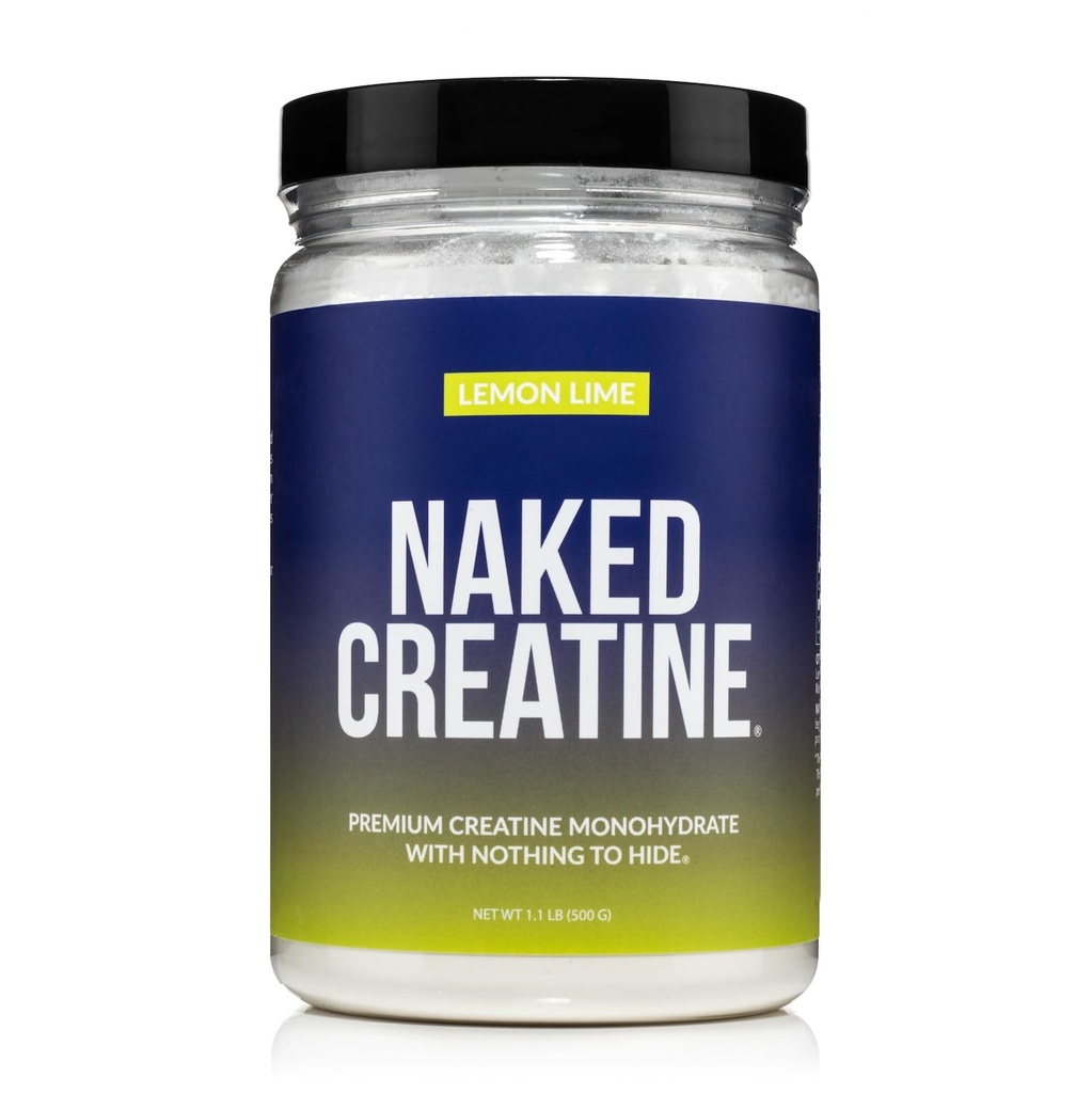 Naked Pure Micronized Lemon Lime Creatine Monohydraat - 42 Servings - 500 Gram, 1,1Lb Bulk, Vegan, Non-GMO, Glutenvrij, Sojavrij. Hulp Krachtwinst, Geen Additieven